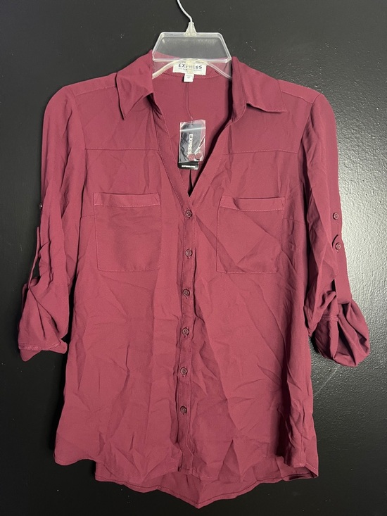 Express Tops - EXPRESS Burgundy Portofino  Button-Down Shirt
